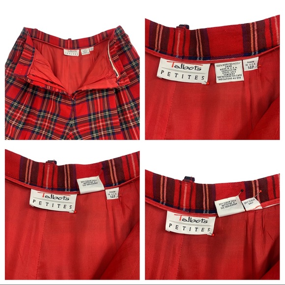 Vintage 100% Wool Red Plaid Shorts- Made in the USA by Talbots Petites - Picture 11 of 13